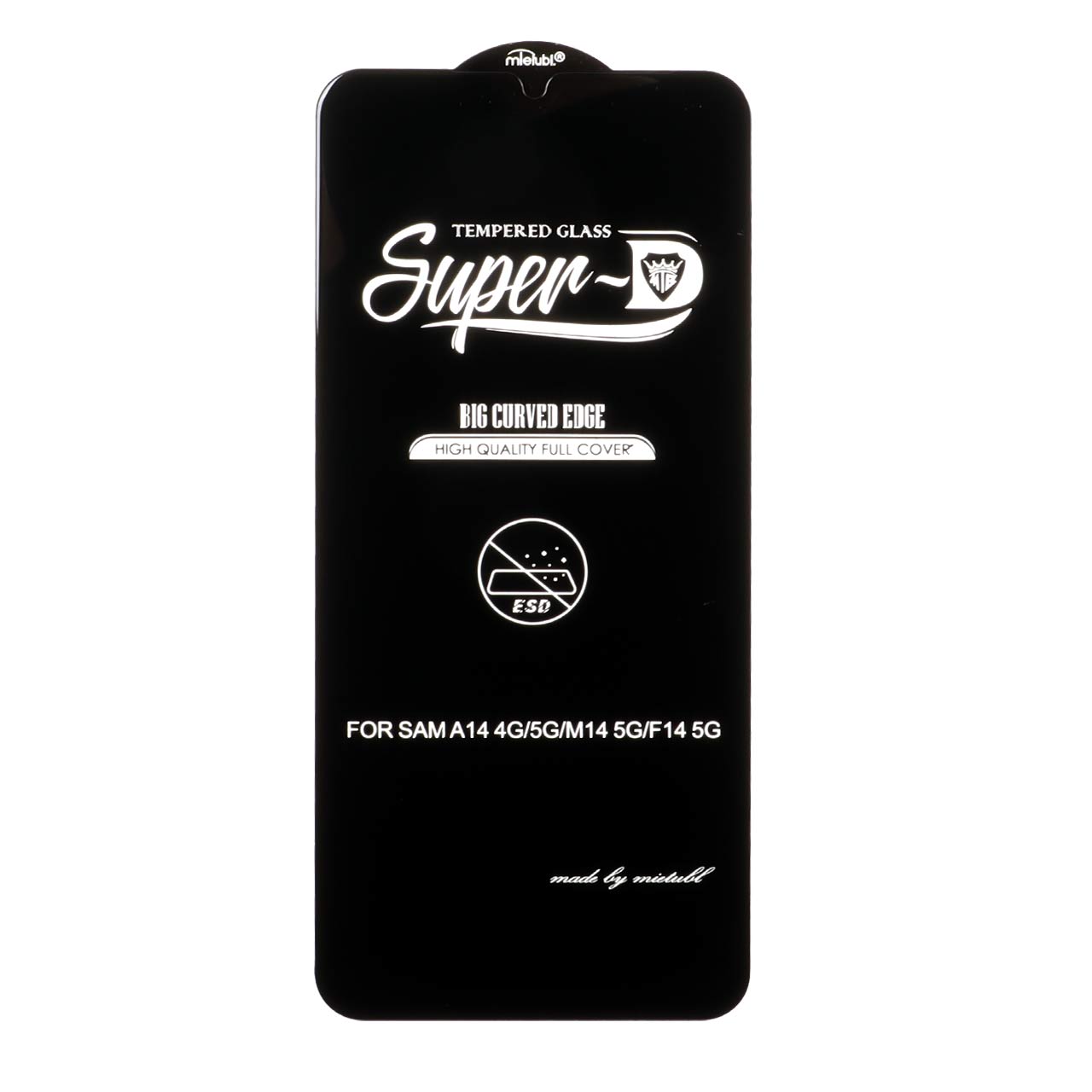 محافظ صفحه نمایش شیشه ای Samsung A14 / M14 / F14 / A22 5G - Full Cover Super D Mietubl - ESD - مشکی (بدون پک) - NTC ORG